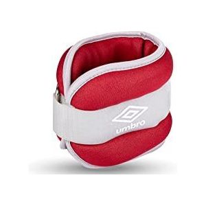 Umbro Gewichtsmanchetten, gewichten voor benen en armen, 2 stuks van 1000 g, verstelbaar met klittenbandsluiting, comfortabele pasvorm, grijs/rood