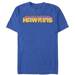 Netflix Unisex Stranger Things-Hawkins 3D Tekst Organic Short Sleeve T-Shirt, Bright Blue, L, bright blue, L