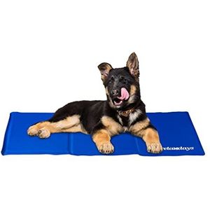 Relaxdays koelmat hond, verkoeling, met gel, koeldeken voor huisdieren, verkoelende mat 50 x 90 cm, blauw