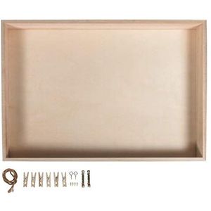 Rayher Houten Shadow Box Frame voor Craft, vitrine, natuurlijk hout, 36x25x5cm, rechthoek, 62817000