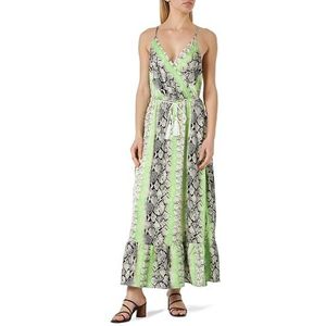 LOMASI Dames maxi-jurk met slangenprint 19323116-LO01, GROEN meerkleurig, S, Groen meerkleurig, S