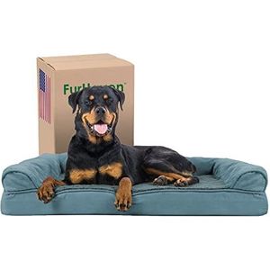 FurHaven XL Orthopedisch Hondenbed Pluche & Suède Sofa-Stijl w/Verwijderbare Wasbare Cover - Diep Zwembad, Jumbo (XL)