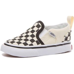 Vans Asher Low-Top voor jongens, Wit Checkers Black Natural, 38 EU