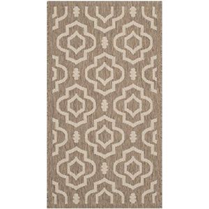 Safavieh Outdoor tapijt Trellis, gevlochten, collectie binnenplaats, bruin/antiekwit, 61 x 109 cm, 100% polypropyleen fleece/latex onderlegger