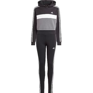 Adidas, 3-Stripes Tiberio, jumpsuit, Top: Zwart/Wit/Wit Onderkant: Zwart/Wit, 910A, Meisje