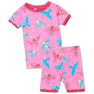 Hatley Pyjama voor meisjes van biologisch katoen met korte mouwen, Bloemen Vogels, 3 Jaren