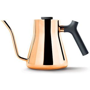 Fellow Stagg Kookplaat Pour-Over Koffie en Thee Waterkoker - Zwanenhals Theepot met precisie Giettuit, Ingebouwde Brew Range Thermometer, Koper, 1 liter