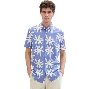 TOM TAILOR Denim heren overhemd, 35493 - Blue Summer Leaf Print, S