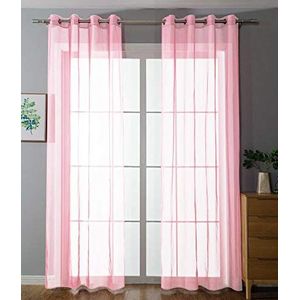 Set van 2 ooggordijnen, transparant »Uni«, gordijn, HxB 245x140 cm, lichtroze, stores, gordijn, ogen, loodbandsluiting, woonkamer, 20332-cn2