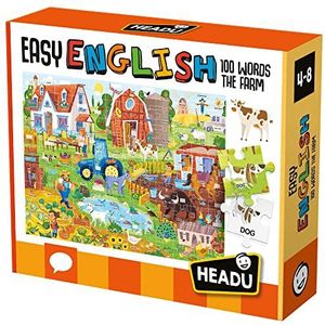 Headu Easy English 100 Words Farm Puzzel (108 stukjes) - Leer Engels op de boerderij