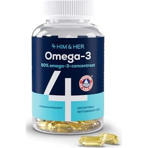 4 HIM & HER Omega-3 Visolie Capsules - Hoge Sterkte (80%) Omega-3-668 mg EPA & 500 mg DHA + 83,4 mg DPA per portie - 120 softgels - Voorraad voor 2 maanden