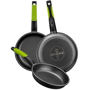 BRA Koekenpan, aluminium, zwart, set 18-22-26 cm