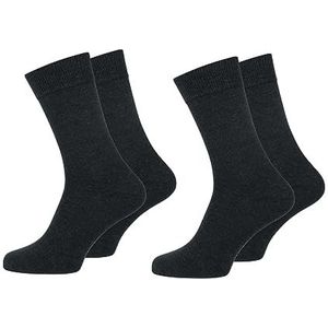 Nur Der 2 paar katoenen business sokken Classic met comfortabele band voor heren, antracietmel., 43-46 EU