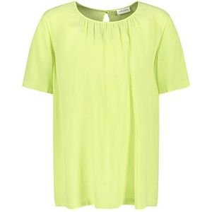 Gerry Weber Damesblouseshirt met plooien, korte mouwen, blouse, korte mouwen, blouseshirt, effen kleuren, lime, 42
