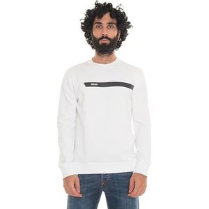 BOSS Heren Salbo 1 sweatshirt van katoenmix met grafische logo-strepen, White100, S