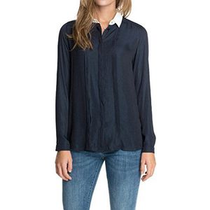ESPRIT Collection Dames regular fit blouse met smalle kraagvorm, blauw (Manhattan Blue 423), 32