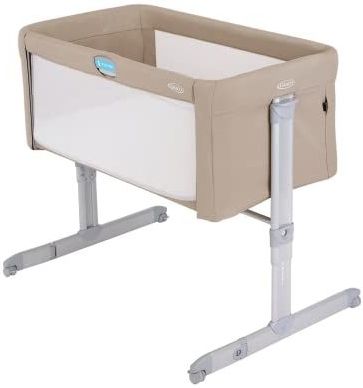 Graco Sweet2Sleep Nachtwieg/wieg die de baby dicht bij je houdt met gemakkelijk toegankelijke zijhek, 11 hoogteverstellingen, 4 kantelposities en met draagtas, havermoutmode