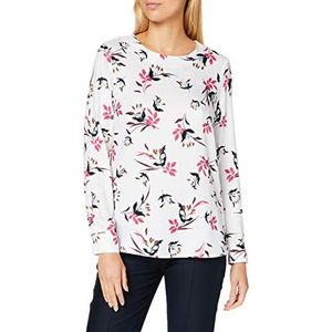 Seidensticker Damesblouse met lange mouwen, bloemenblouse, wit, 42