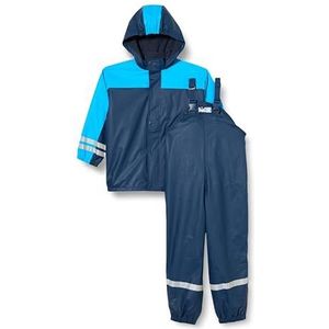 Playshoes Regenpakset met fleece gevoerd, kindermodderpak 2-delig, wind- en waterdicht, blauw (marine 11), 98 cm