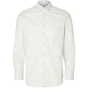 SELETED HOMME Heren Slhslimdetail Shirt Ls Classic Noos overhemd, Helder Wit/Aop: bloem, XXL