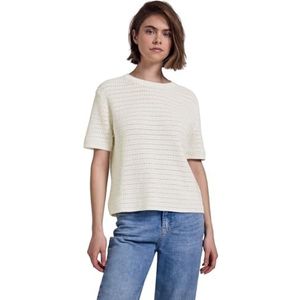 Sweater - Korte Mouwen - Ronde Hals - Geperforeerd Patroon - Katoen