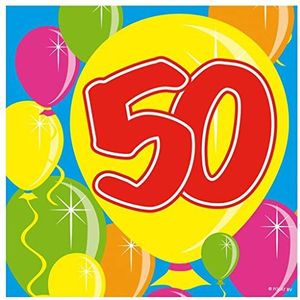 Folat Servetten 50e verjaardag party decoratie 20 stuks kleurrijk 25x25cm