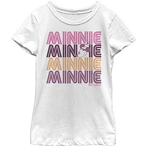 Disney Characters Retro Stack Minnie Girl's Solid Crew Tee, Wit, XS, Weiß, XS