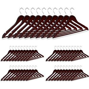 Relaxdays kledinghanger hout - 50 stuks - broekhanger - klerenhanger - draaibare haak - bruin