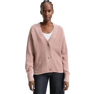 Tom Tailor - Cardigan - Antique Rose Melange - Met Breistructuur en Knoopsluiting