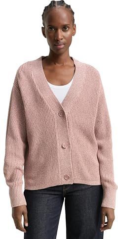 Tom Tailor - Cardigan - Antique Rose Melange - Met Breistructuur en Knoopsluiting