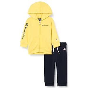 Champion Babyjongens Legacy American Classics-Ultra Light Powerblend Terry Hooded Full Zip trainingspak kinderen, (Giallo/Blu Marino), 6 Maanden