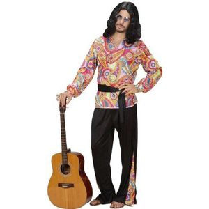 Widmann - Kostuum Hippie Dude, shirt, broek en riem, Flower Power, verkleedpartij, carnaval, themafeest