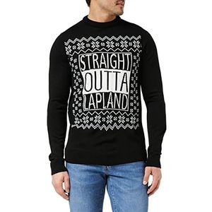 FM London Kersttrui voor heren, comfortabele kersttrui in een aantal designs, geschikt voor kerstfeesten en op het werk tijdens de kersttijd, Zwart (Made in Lapland), L