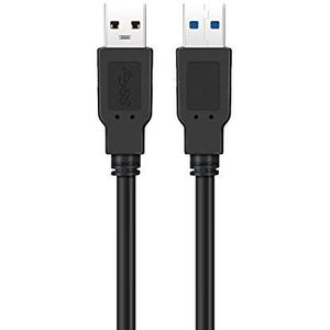 Ewent USB 3.0 type A aan aan/vrouw/man, afgeschermde kabel Dual-28 AWG koper, overdracht tot 5 GMbit snelheid, kabellengte 1 m, zwart