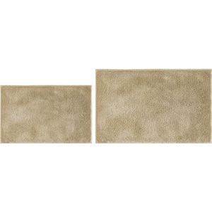 andiamo Badmat, antislip, Florida, zacht en wollig, badmat, antislip, wasbaar, douchemat, badmat voor badkamer, set van 2, 40 x 60 cm + 50 x 80 cm, taupe