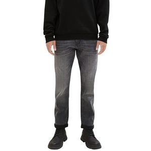 TOM TAILOR Denim Heren Aedan Straight Jeans met stretch, 10219 - Used Mid Stone Grey Denim, 27W / 36L