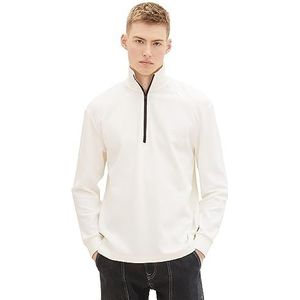 TOM TAILOR Denim T-shirt met lange mouwen voor heren, 12906 - Wool White, XS