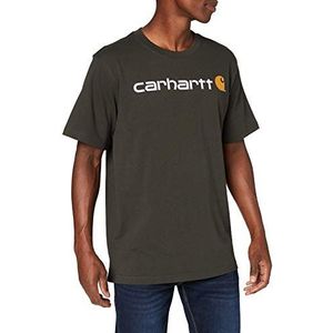 Carhartt Relaxed Fit Heavyweight T-shirt met korte mouwen en logo heren T-Shirt T-shirt, turf, XS