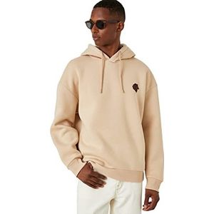 Koton Basic geborduurde hoodie voor heren, beige (057), S