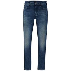 BOSS Heren Taber Zip BC-C taps toelopende fit jeans van comfortabel stretch denim met zwarte zwavelwassing, Medium Blue420, 38W x 36L