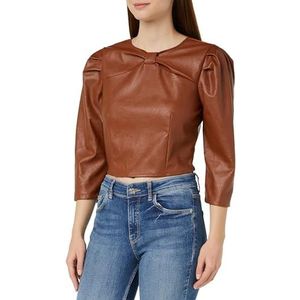 NAEMI Dames kunstleer blouse 19525718-NA01, camel, S, kameel, S