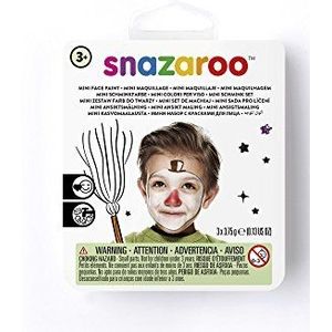 Snazaroo 1172084 Mini Face Paint Sneeuwpop - 3 kleuren Set, Wit, Bruin, Rood, 1 penseel, 1 spons - met instructies