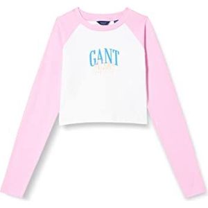 GANT Meisjes Slim Raglan Contrast LS TOP T-shirt, Milky PINK, standaard, milky pink, 134/140 cm