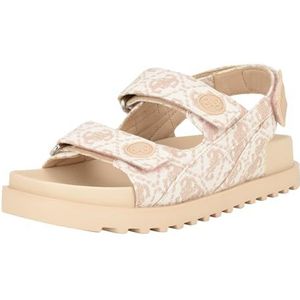 GUESS Fadey Platte sandaal voor dames, Lichtroze Wit Logo Multi, 41 EU