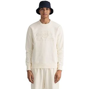 GANT Heren Reg Tonal Shield C-Neck Sweat Pullover, Eggshell., XXL