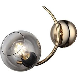 Homemania 1567-80-19 wandlamp, Applique, glas, metaal, goud, 22 x 23 x 24 cm, 1 x E27, max. 40 W