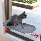 LSAIFATER veilig, ijzeren raamzitje voor katten met dragers aan de onderkant om 360° rondom te zonnebaden, kattenhangmat/raamzetel voor elke kat (L, grijs)