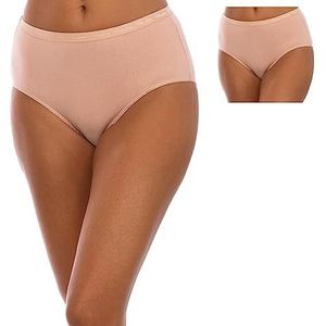 Playtex Midi Coton biologisch katoen, zeer comfortabel, slips, beige, 52 (2 stuks), Beige