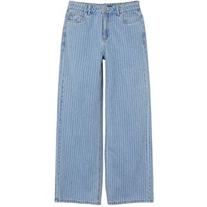 NAME IT Nlfpinizza DNM Hw Wide Pant broek voor meisjes, Lichtblauwe denim/strepen: pinstrepen, 170 cm