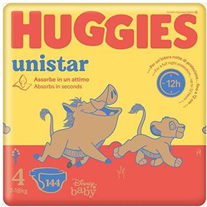 Huggies Unistar luiers maat 4 (7-14 kg), 144 stuks